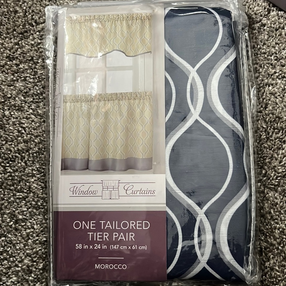 Morocco brand, Window Curtains, One Tailored Tier Pair 58” x 24”